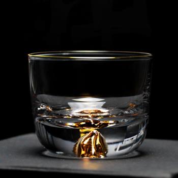 手工耐熱主人杯水晶玻璃藏金杯品茗杯創意功夫茶具小茶杯單杯配件