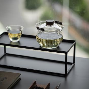 玻璃蓋碗 防燙手帶過濾綠茶泡茶器手抓壺 泡茶杯茶具茶碗茶盞便攜