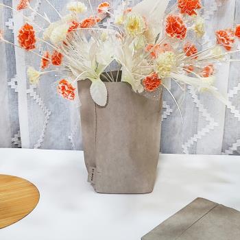 簡約日式植物花盆創意文藝牛皮紙袋防水雜物收納筒桌面整理環保袋