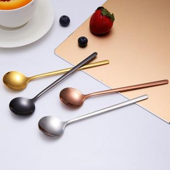 304不銹鋼勺子高顏值金色甜品咖啡勺鍍鈦網紅小圓勺家用高端餐具