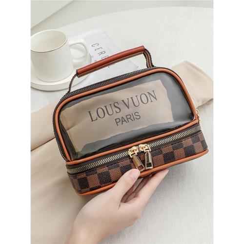 化妝包女2023新款便攜大容量手提防水透明簡約復古ins風高級感小