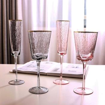 三角杯水晶玻璃香檳杯子高腳杯紅酒杯子郁金香甜酒杯起泡酒杯婚禮