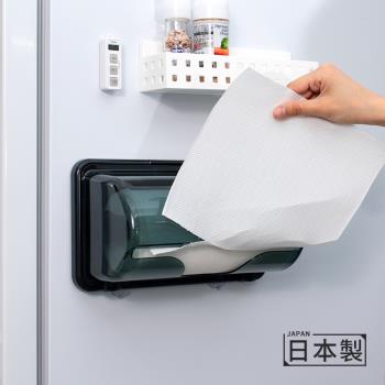 日本進口冰箱側壁紙巾盒廚房用卷紙收納掛架置物架吸盤磁吸紙巾架