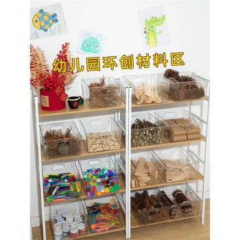 幼兒園桌面收納盒美工區材料剪刀畫筆蠟筆教具玩具區域分類筐盒子