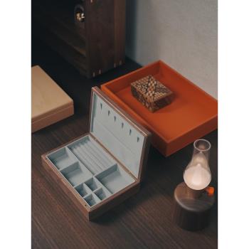 藍伽木作 實木首飾收納盒珠寶項鏈大容量帶鎖家用飾品盒高檔精致