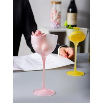 中古小眾ins法式磨砂高腳杯高顏值香檳杯紅酒杯果汁杯歐式玻璃杯