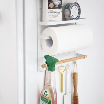 日式簡約白色冰箱側壁磁吸鐵藝收納掛架家用廚房紙巾調料置物架子