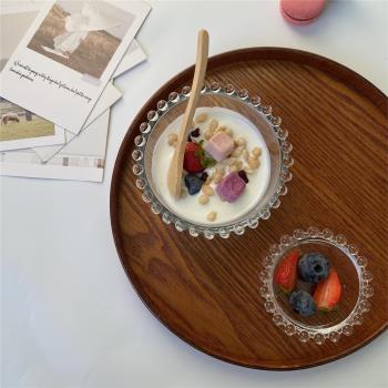 ins珍珠邊早餐碗麥片酸奶玻璃甜品碗水果沙拉碗擺拍高顏值餐具