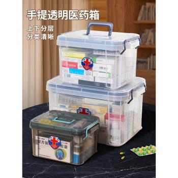 醫藥箱家庭裝透明雙層家用藥物收納盒大容量藥品醫療急救箱小藥盒