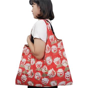 卡通日本環保可收納購物袋折疊輕便超市手提袋女買菜包結實旅行袋