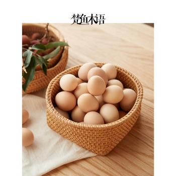 梵魚越南藤編收納筐雞蛋筐竹編創意饅頭筐水果籃家用客廳日式手工