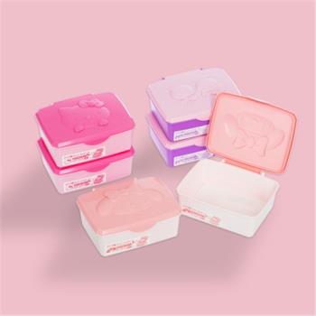 日本hellokitty卡通翻蓋式收納盒化妝棉首飾多用途整理盒防塵小盒
