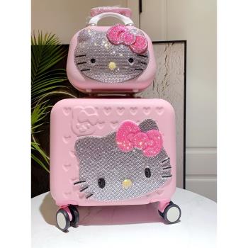 卡通網紅貓貓頭旅行化妝箱盒大容量多功能簡約帶鎖手提女士收納包