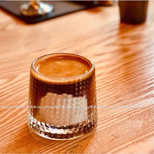 ins網紅餐廳復古冰美式咖啡杯拿鐵杯玻璃不倒翁轉轉杯威士忌酒杯