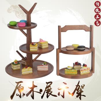 手提下午茶沙比利茶歇架兩層三層木質冷餐宴會擺臺馬卡龍甜品架