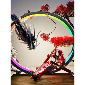 萬代手辦展示摩動拼裝敖丙背景國創機甲模型收納高達紅異端燈圈