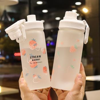 簡約森系吸管杯直飲兩用磨砂玻璃杯清新女學生喝水杯子夏季飲水杯