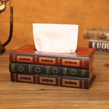 復古創意紙巾盒家用客廳抽紙盒木質桌面新中式酒店美式餐巾紙盒子