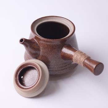 復古手工柴燒粗陶茶壺 側把單壺中式功夫茶具配件茶爐泡茶壺茶器