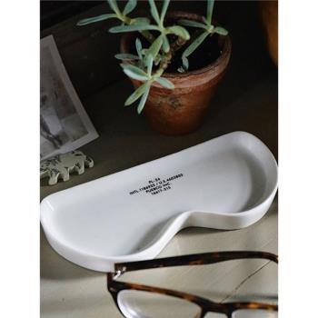 日本PUEBCO陶瓷眼鏡盒家居簡約擺件桌面創意眼鏡收納盤置物盤復古