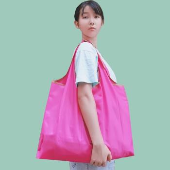 大容量超市購物袋純色尼龍環保袋可折疊買菜包手提袋收納包旅行袋