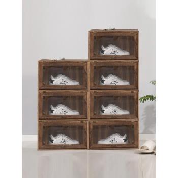 實木桌面書柜多層組合透明鞋盒收納盒防塵茶杯架擺件盲盒儲物展柜