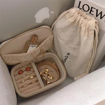ins韓國博主同款首飾盒戒指耳環收納整理旅行便攜珠寶盒出行珠寶