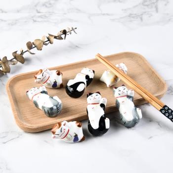 陶瓷筷架可愛貓咪創意家用日式擺擱筷子勺子架餐廳擺臺精致筷子托