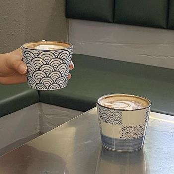日式復古拉花咖啡杯拿鐵杯特色小食杯茶杯彩繪杯喝水杯可疊放
