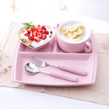 創意陶瓷盤子北歐分隔盤減肥套裝餐盤碗營養早餐盤菜盤三格盤飯盤