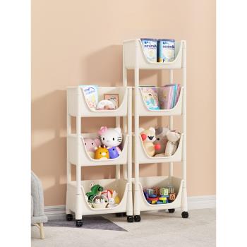 兒童玩具收納架儲物柜家用小推車置物架可移動書架多層整理繪本架