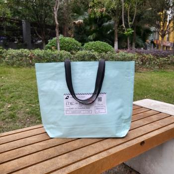 小清新防水編織袋時尚旅行手提袋子超市購物袋逛街買菜結實收納袋