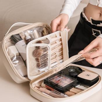 2023新款小方盒化妝包大容量雙層化妝品收納包便攜防水旅行收納袋