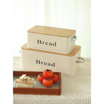 歐式ins餐廳擺設面包箱零食收納盒鍍鋅鐵皮儲物盒大容量鐵盒口罩
