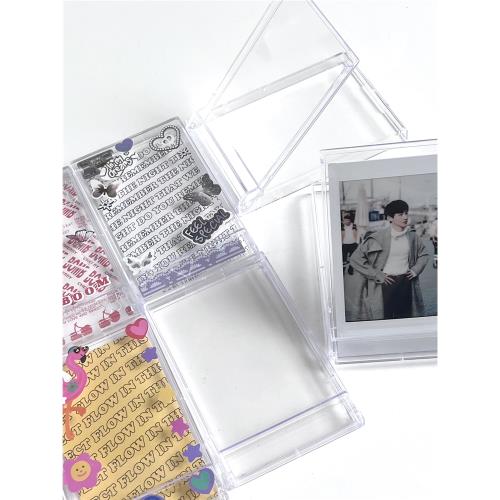 透明小卡展示收納盒diy專輯卡盒拍立得mini追星照片翻蓋裝飾明星
