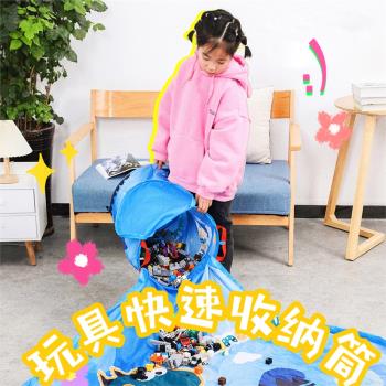 玩具快速收納桶帶蓋兒童毛絨玩偶積木整理神器大容量布藝臟衣籃袋