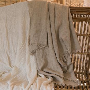森系北歐簡約棉麻沙發罩單人純色布料面料防塵沙發套笠 ins風拍攝