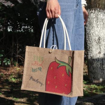 麻布袋手提袋學生拎書袋子卡通文藝手拎包環保購物袋小飯盒便當包