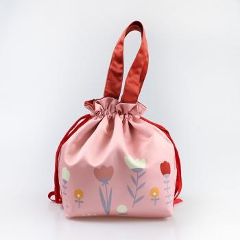 totu粉花園 便當包日本飯盒袋束口抽繩收納袋手提小拎包餐盒袋