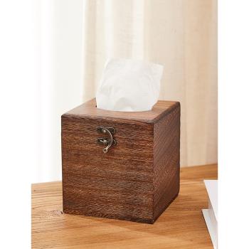 實木方形紙巾盒筒紙卷紙盒客廳家用抽紙盒新中式衛生間紙巾筒簡約