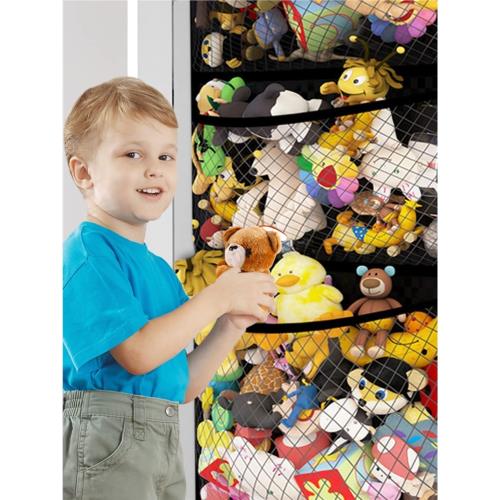 門上墻壁多層娃娃毛絨玩具公仔玩偶臥室掛兜網袋歸類掛式收納掛袋
