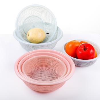 圓形鏤空洗菜籃子收納籃 洗菜盆水果籃塑料瀝水篩廚房蔬菜瀝水籃