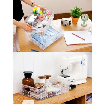 韓國SYSMAX桌面多功能收納籃儲物盒塑料收納盒臥室浴室置物籃大號