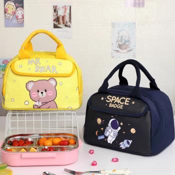 手提包卡通防水大容量小學生保溫飯盒袋包帶飯午餐袋子便當包大號