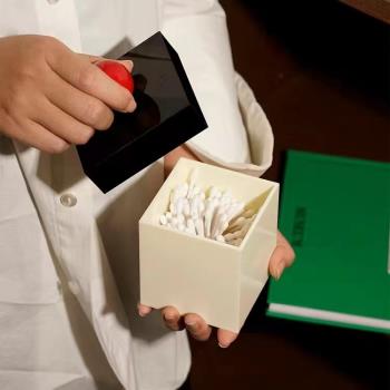 亞克力桌面棉簽盒透明牙線盒簡約輕奢梳妝臺化妝品口紅棉棒盒收納