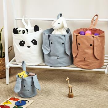 純棉帆布兒童衣物收納袋小布袋布藝卡通寶寶玩具收納桶儲物整理袋