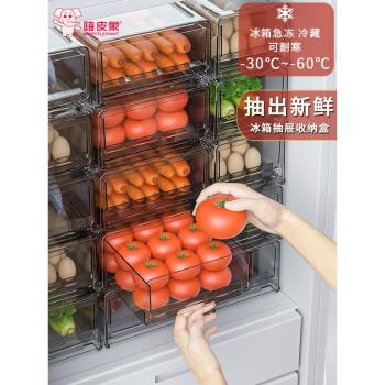 日本冰箱收納盒抽屜式保鮮食品級專用肉類收納神器冰柜抽拉式冷凍