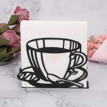 咖啡杯歐式濕巾紙巾架紙巾座餐廳創意家居裝飾擺設實用設計不銹鋼