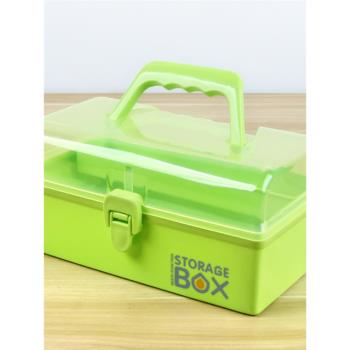 小號兒童文具收納盒手提雙層家用小藥箱零食玩具飾品發夾整理箱