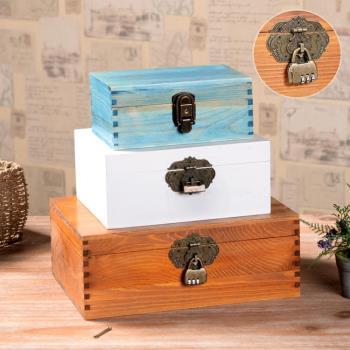 zakka原木帶鎖實木儲物盒筆記本秘密收納盒子無圖木質盒可加工DIY